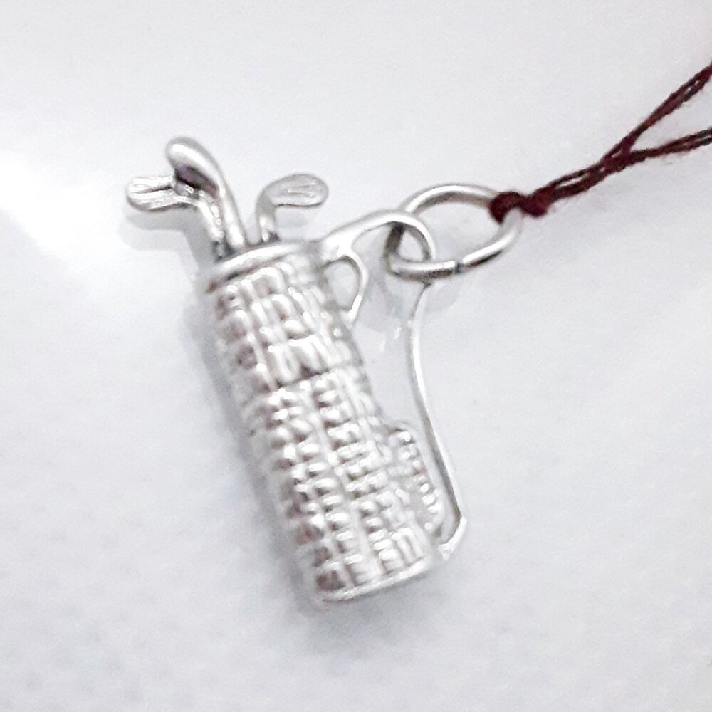 CLOSET SALE!!  NEW Sterling silver golf bag charm  .7 grams - Picture 2 of 7